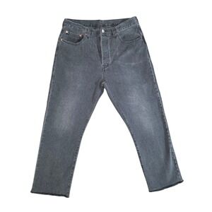 Levis 501 Jeans Womens 32  High Rise Straight Black Gray Denim Raw Hem